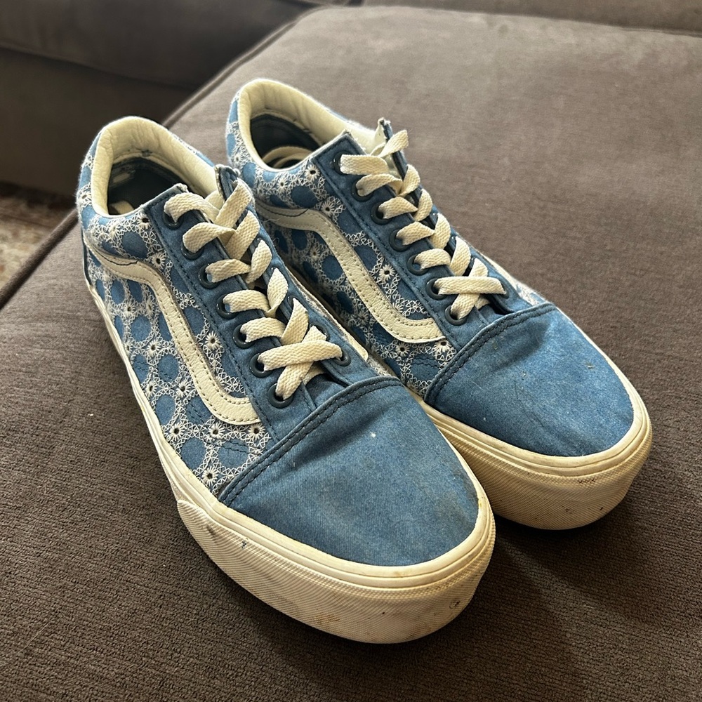Van’s Blue and White Lace Platform